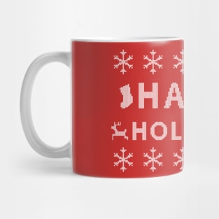 Happy Holigays Ugly Sweater (White Text) Edit Mug